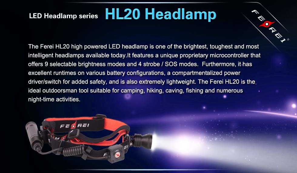 HL20 Мощный налобный аккумуляторный фонарь Ferei с дальнобойным светом