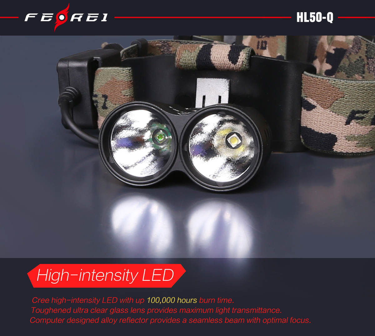 Ferei HL50-Q Налобный фонарь Ферей с зеленым и белым светом для ночной охоты купить в России