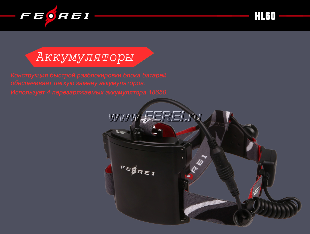 Ferei HL60 Мощный налобный аккумуляторный фонарь с фокусировкой света купить в России