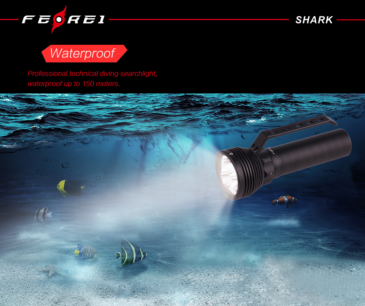 W168 Shark Мощный подводный фонарь Ferei для технического дайвинга